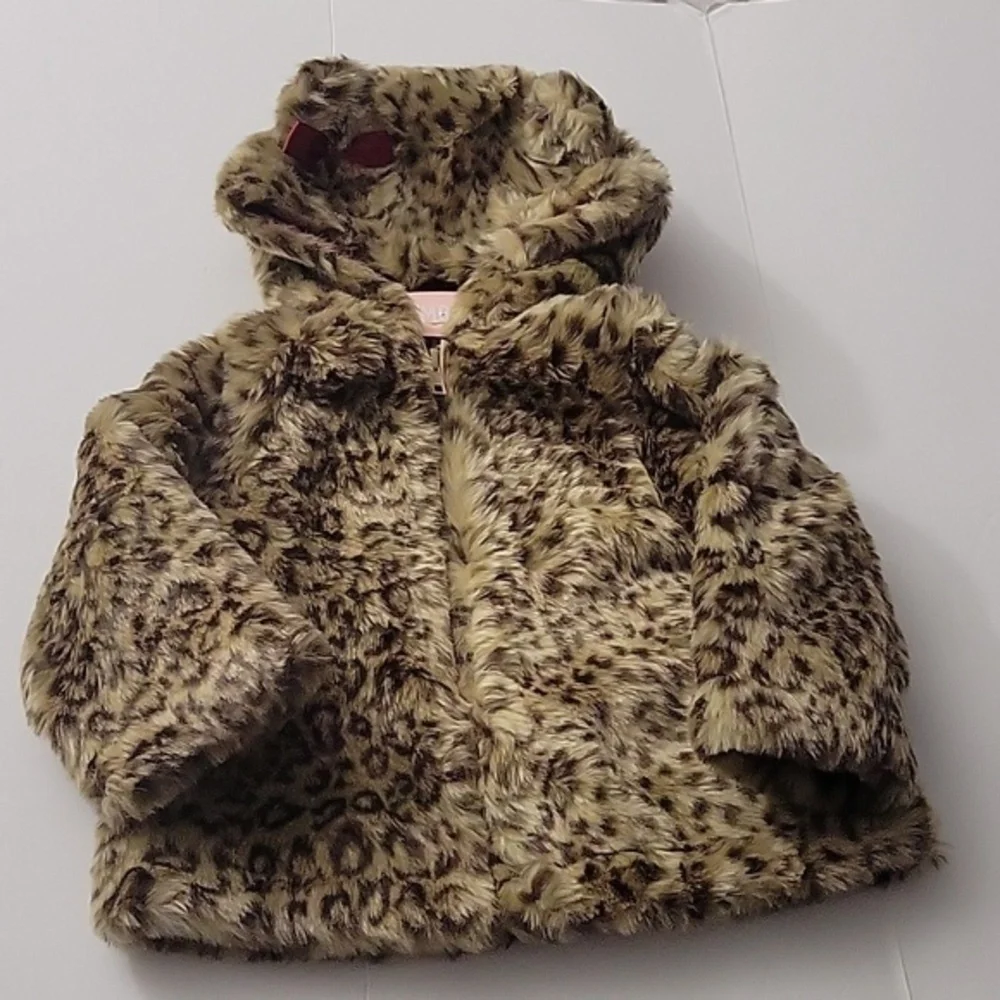NWT Gymboree Baby Girl Faux Fur Leopard Coat with Ears Size 18 Month-24 Months